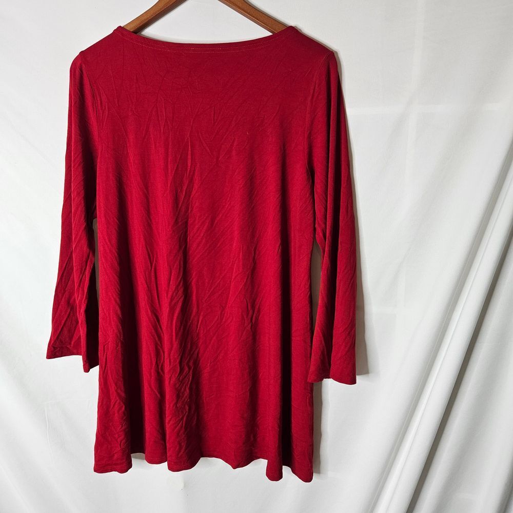 Eileen Fisher Red Viscose Soft Lightweight Tunic‎ Top sz L - Picture 4 of 4